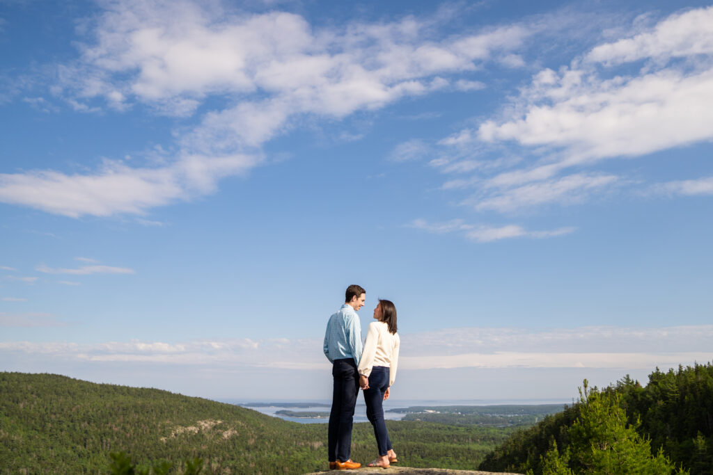 proposal couple in Acadia National Park