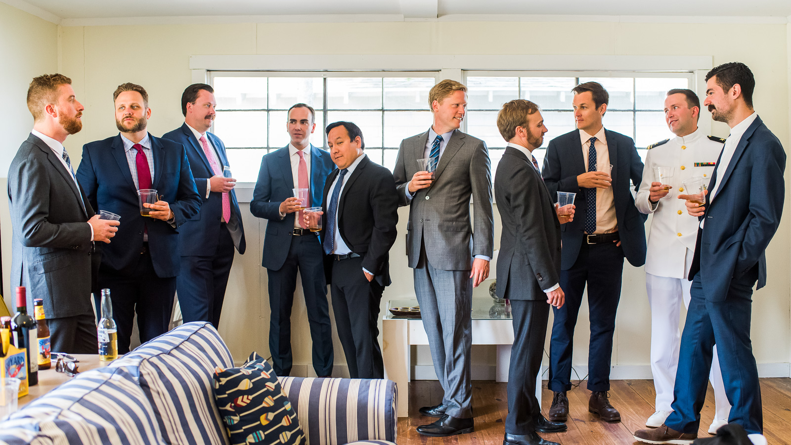 candid wedding photo groomsmen