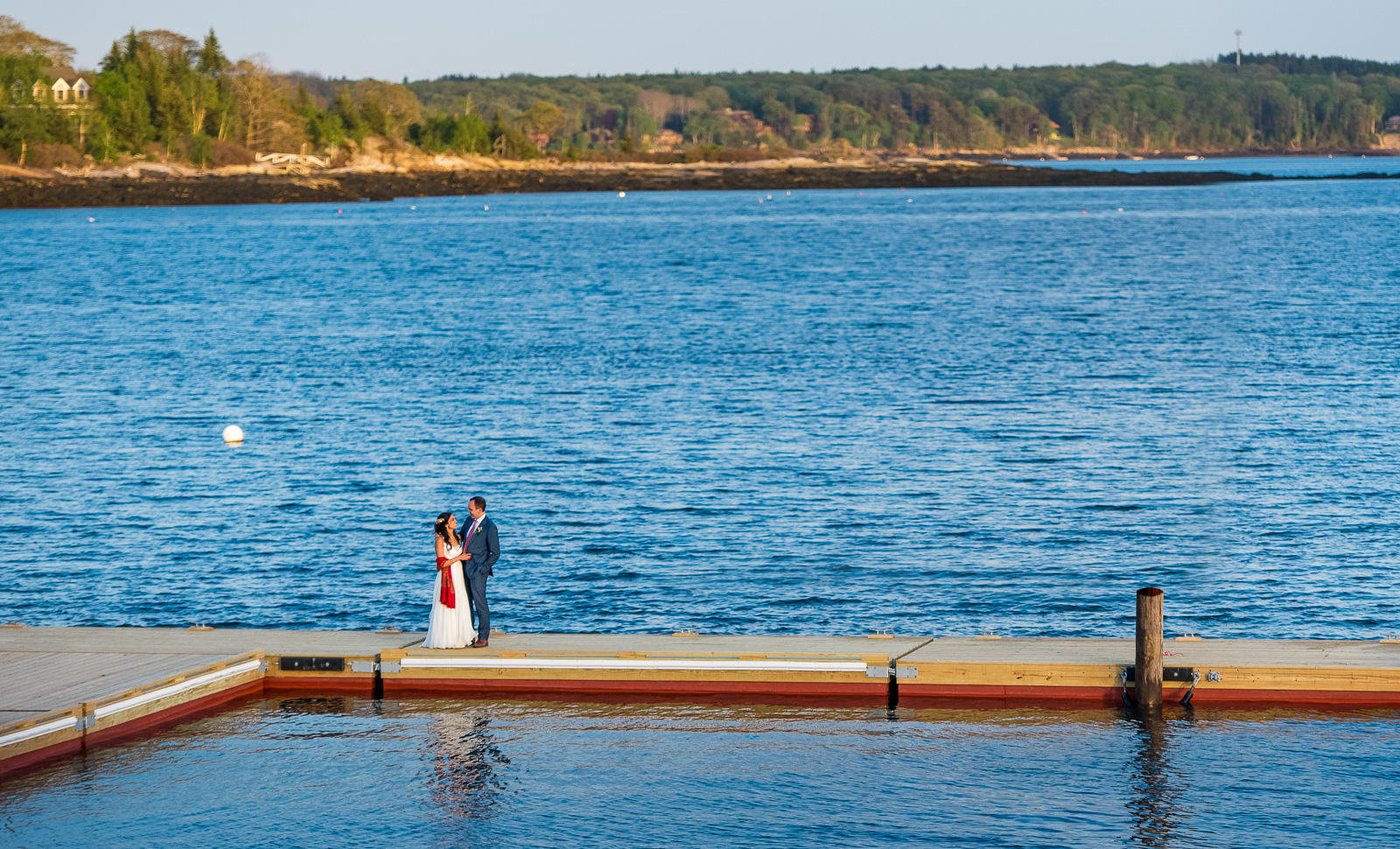 Bride groom on dock