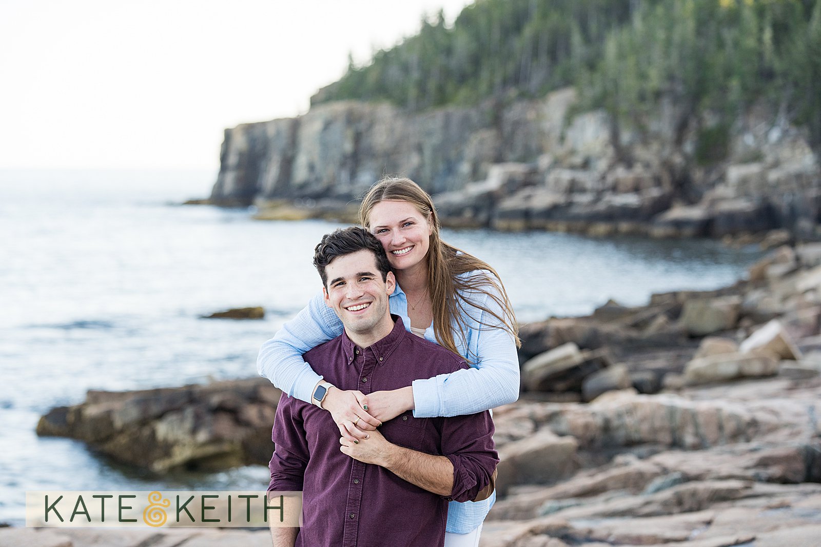 engagement session on Park Loop Road in Acadia