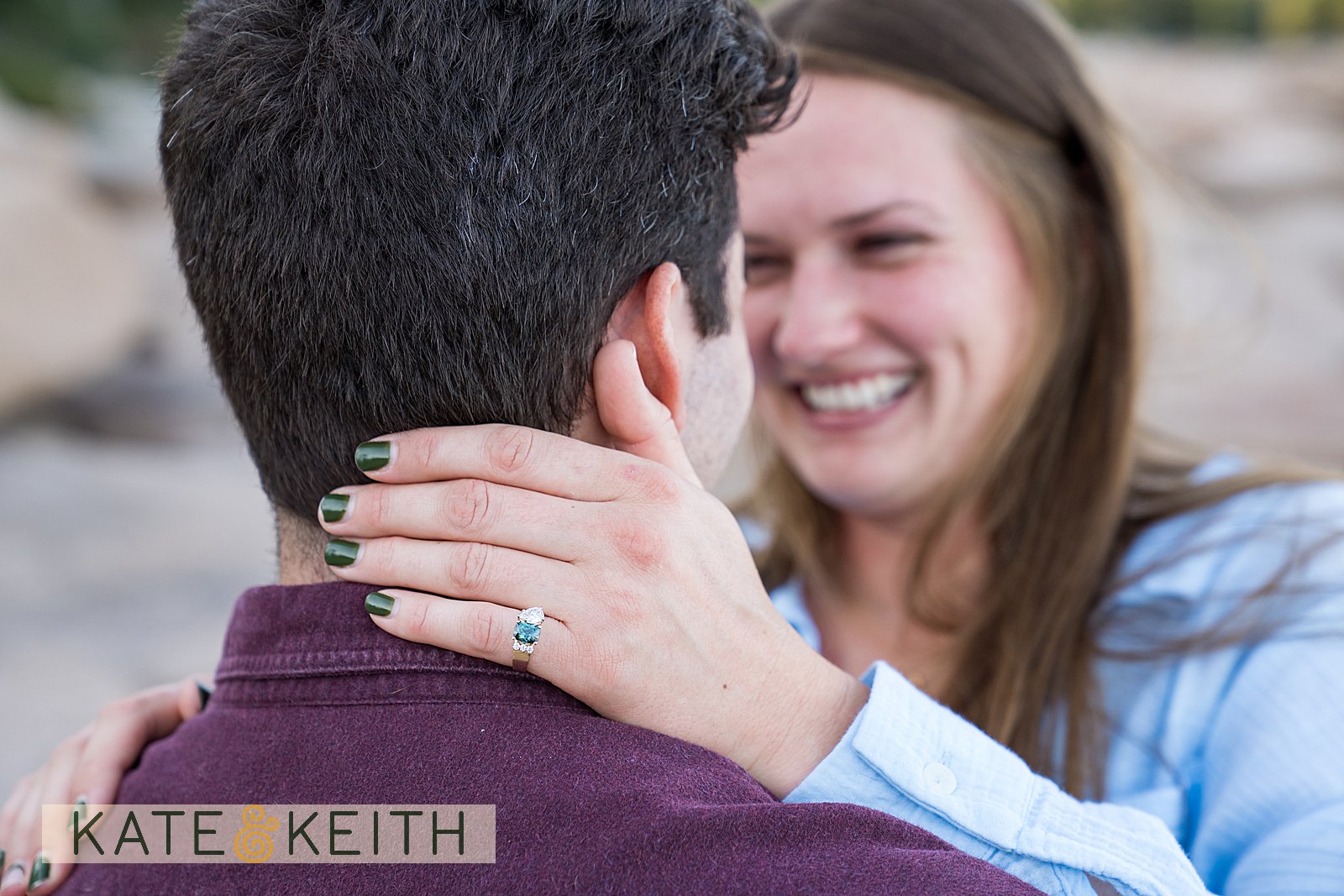 engagement ring during proposal in Bar Harbor, Maine