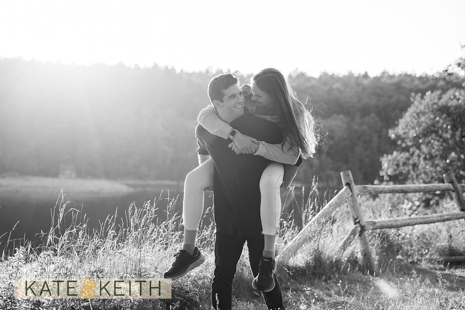 Black and white couple during Acadia Surprise Engagement Session in September
