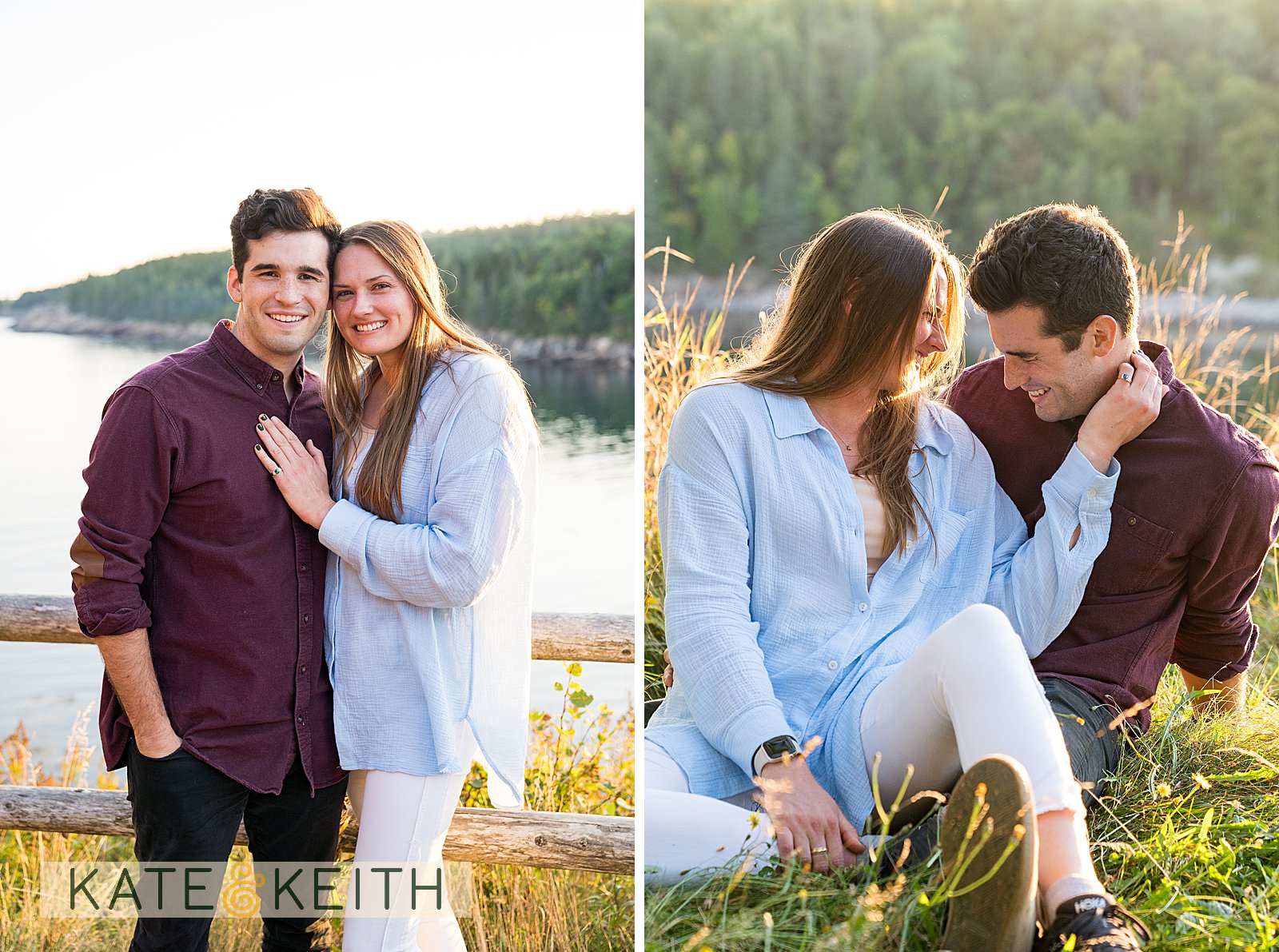 Acadia Surprise Engagement Session in September photo montage
