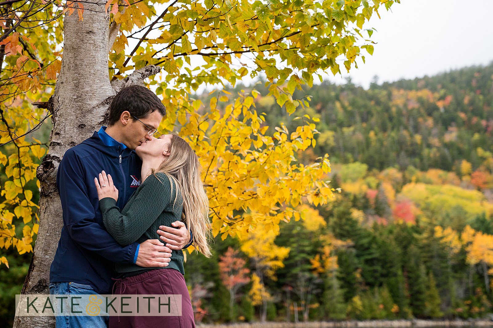 fall engagement session in acadia national park